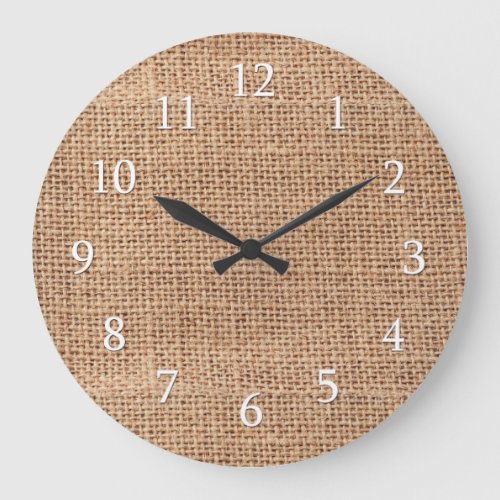 Rustic Country Farmhouse Burlap Large Clock