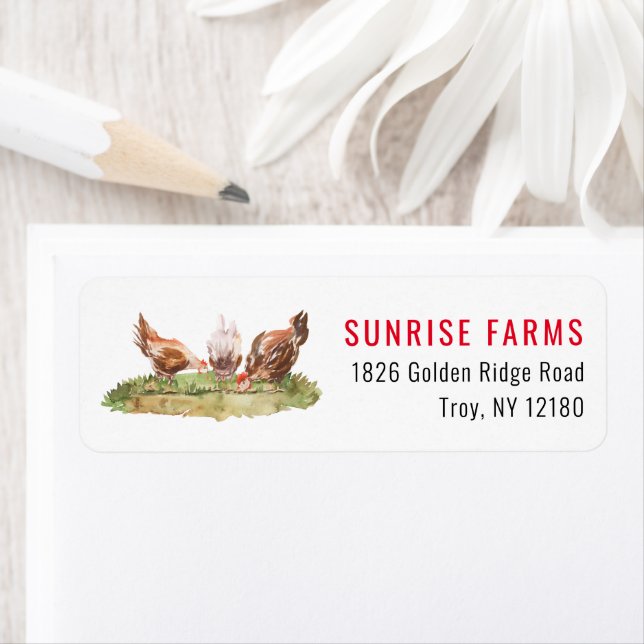 Rustic Country Farmhouse Chickens Return Address  Label (Insitu)