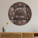 Rustic Country Farmhouse Family Name Wood Large Clock<br><div class="desc">Rustic Wood Family Name Farmhouse  Wall Clock - Farmhouse style wall clocks for the perfect addition to give your kitchen a country decor look.Personalize with family name and established year for an unique farmhouse wall clock.</div>