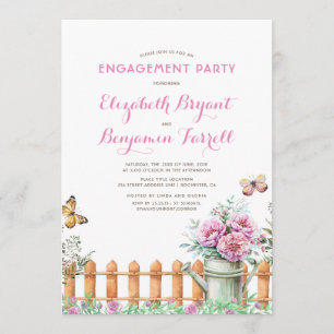 Rustic Country Farmhouse Garden Engagement Party Invitation