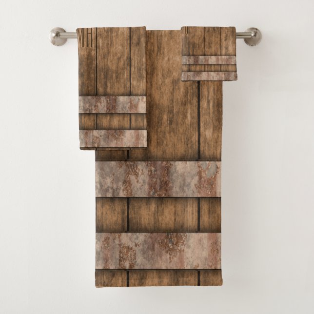 Rustic Country Farmhouse - Monogram Bath Towel Set (Insitu)