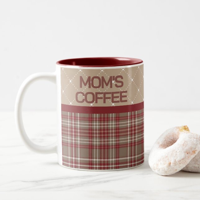 Rustic Country Farmhouse Plaid Two-Tone Coffee Mug (With Donut)