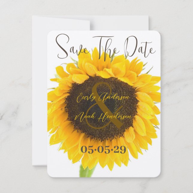 Rustic Country FarmHouse Sunflower Save the Date (Front)