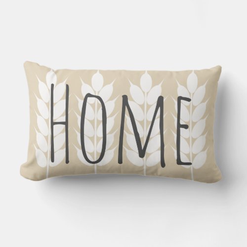 Rustic Country Farmhouse Wheat Sprigs Family Name Lumbar Pillow