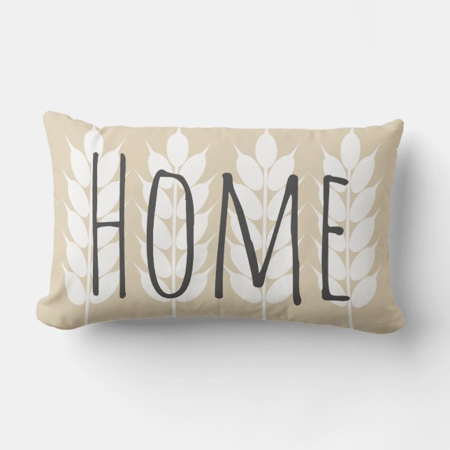 Rustic Country Farmhouse Wheat Sprigs Family Name Lumbar Pillow (Front)