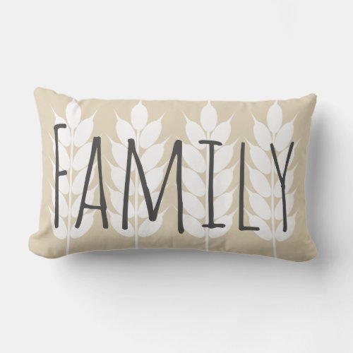 Rustic Country Farmhouse Wheat Sprigs Family Name Lumbar Pillow