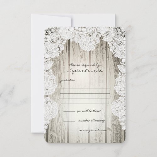 Rustic Country Faux Lace Barnwood Wedding RSVP