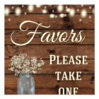 Rustic Country Favors Wedding Sign