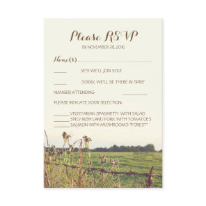 Rustic Country Fence Wedding Reply Cards