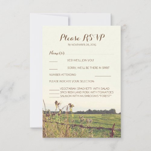 Rustic Country Fence Wedding Reply Cards