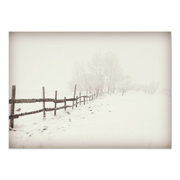 Rustic Country Fence Winter Wedding Invitations