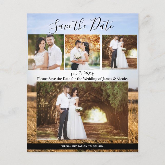 Rustic Country Field Wedding Photo Save the Date (Front)