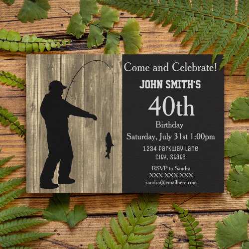 Rustic Country Fishing Birthday Invitations