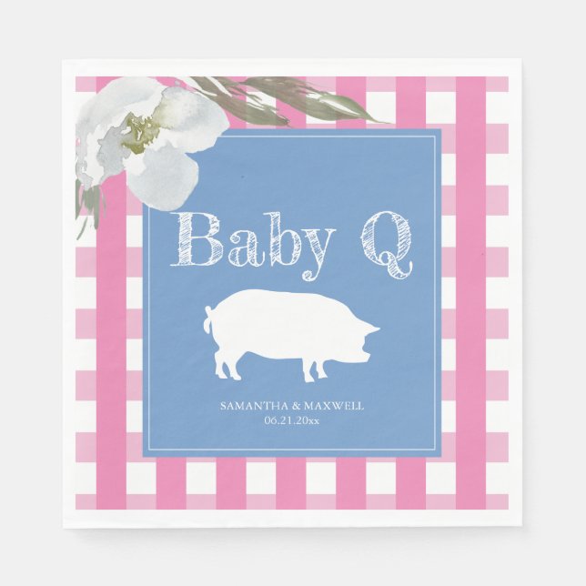 Rustic Country Floral and Pig Gingham Babyq Napkins (Front)