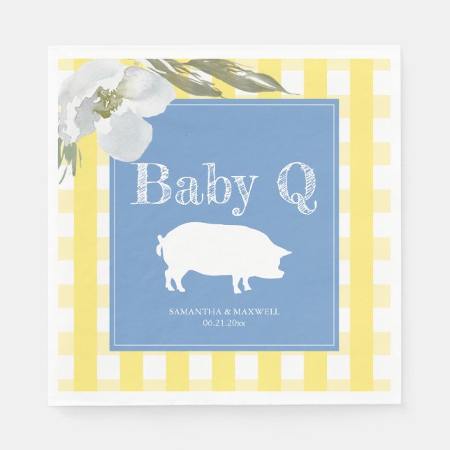 Rustic Country Floral and Pig Gingham Babyq Napkins (Front)
