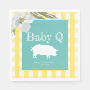 Rustic Country Floral and Pig Gingham Babyq Napkins
