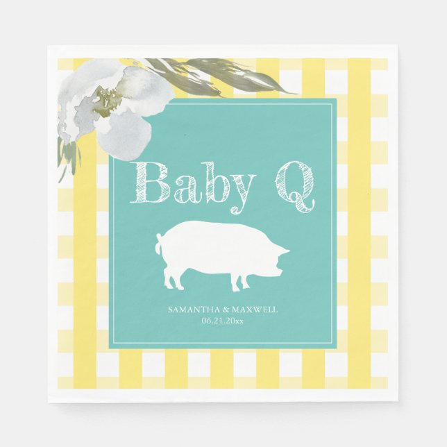 Rustic Country Floral and Pig Gingham Babyq Napkins (Front)