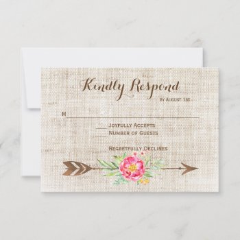 Rustic Country Floral Antlers Wedding Rsvp Cards by WillowTreePrints at Zazzle