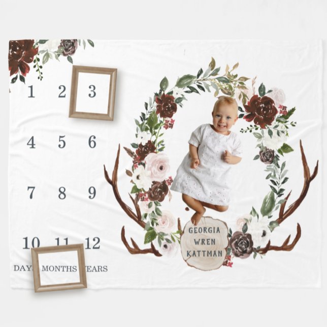Rustic Country Floral Baby Milestone Blanket (Creator Uploaded)