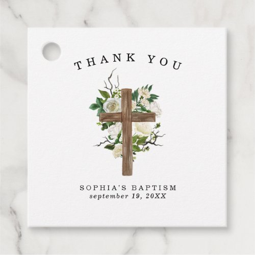 Rustic Country Floral  Baptism Favor Tag