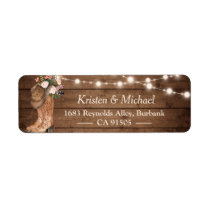 Rustic Country Floral Boots String Lights Label