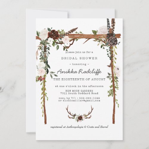Rustic Country Floral  Bridal Shower Invitation