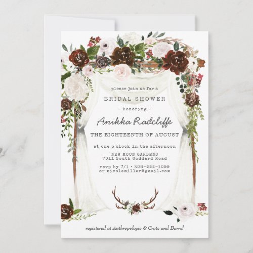 Rustic Country Floral  Bridal Shower Invitation
