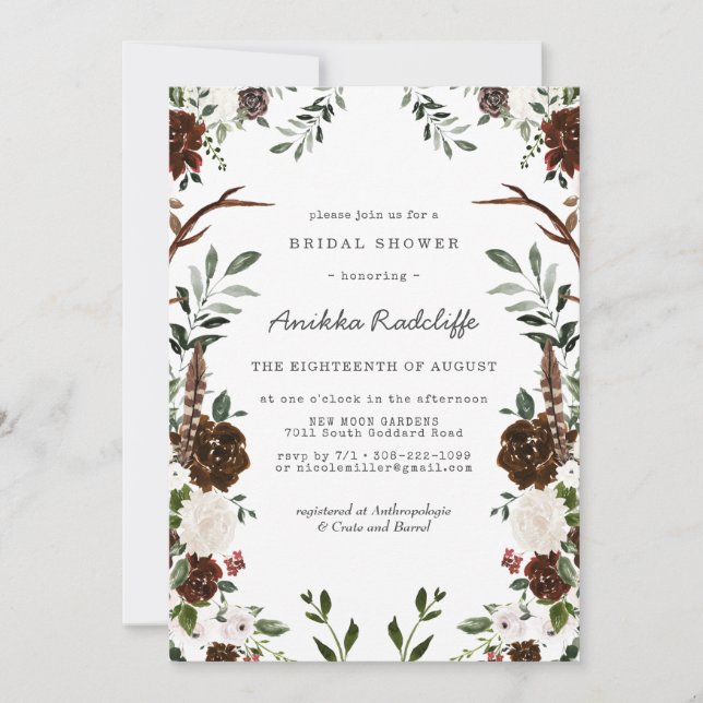 Rustic Country Floral | Bridal Shower Invitation (Front)