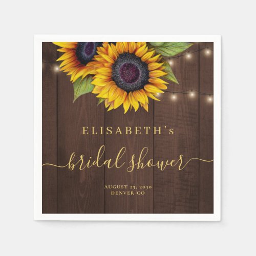 Rustic country floral elegant bridal shower napkins