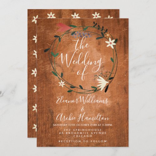 Rustic Country Floral Garland Wedding Invitation