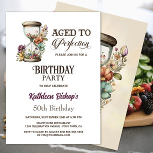 Rustic Country Floral Hourglass Birthday Party Invitation