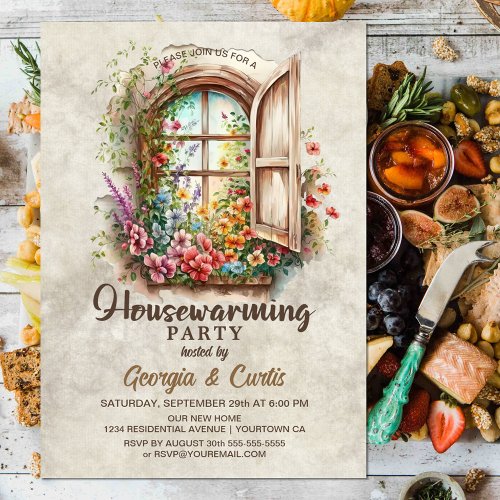 Rustic Country Floral Housewarming Party Invitation