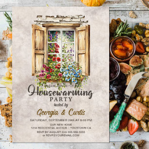 Rustic Country Floral Housewarming Party Invitation