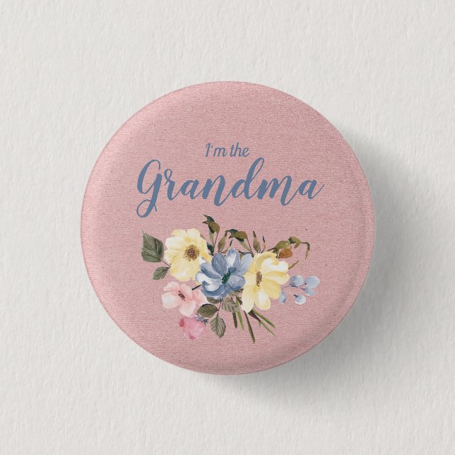 Rustic Country Floral Lace Baby Show Family Member Button (Front)