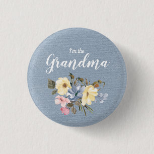 Rustic Country Floral Lace Baby Show Family Member Pinback Button