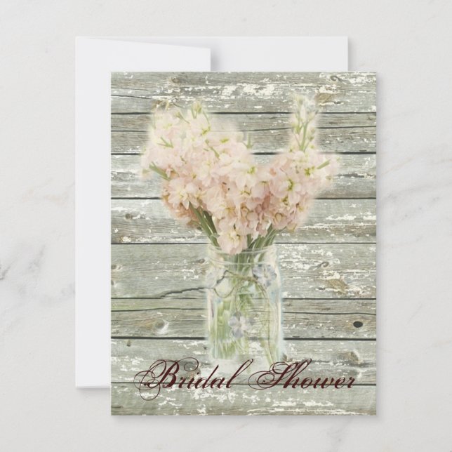 rustic country floral mason jar bridal shower invitation (Front)