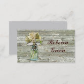 rustic country floral mason jar wedding business card (Front/Back)