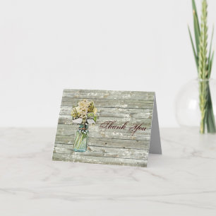 rustic country floral mason jar wedding thank you card