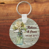 rustic country floral mason jar wedding thank you keychain (Front)