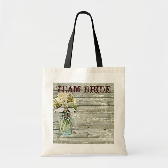 rustic country floral mason jar wedding tote bag (Front)