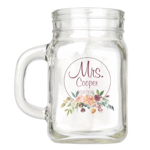Rustic Country Floral Personalized Mason Jar