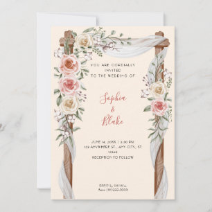 Rustic Country Floral Wedding Arch Yellow Wedding Invitation