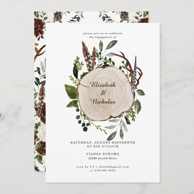 Rustic Country Floral Wedding Engagement Party Invitation (Front/Back)