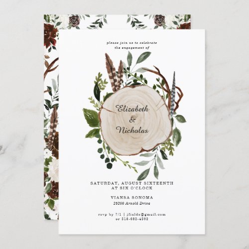 Rustic Country Floral Wedding Engagement Party Invitation