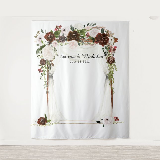 Rustic Country Floral Wedding Photo Booth Backdrop (Front)