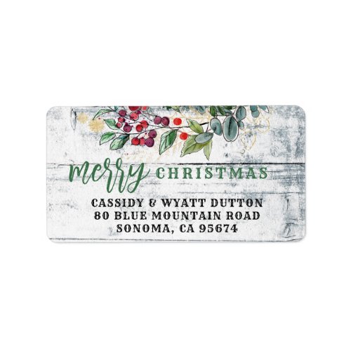Rustic Country Floral Wood Christmas  Label