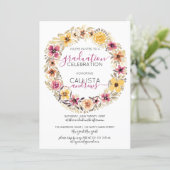 Rustic Country Floral Wreath Watercolor Graduation Invitation (Standing Front)