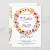 Rustic Country Floral Wreath Watercolor Graduation Invitation (Front/Back)