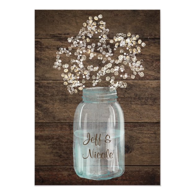 Rustic Country Flower Mason Save The Date Card