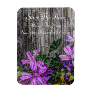 Rustic Country Flowers On Barn Board Magnet